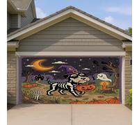 1,8 x 4 m Halloween Schnauzer Chien Garage Porte Bannière Couverture Couverture Couverture Horreur Chiot Cimetière Porche Décoration Murale Intérieur Extérieur Décor Effrayant Photographie Fond Photo