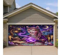 1,8 x 4 m Halloween sorcière alpaga porte de garage couverture couverture couverture effrayant effrayant sorcière tarot motif art mural décoration intérieure ou extérieure effrayant photographie fond