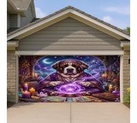1,8 x 4 m Halloween sorcière St. Bernard Chien Garage Porte Bannière Couverture Chiot Sorcière effrayant Tarot Motif Art Mural Décoration Murale Décoration Photographie Effrayante Fond Photo à