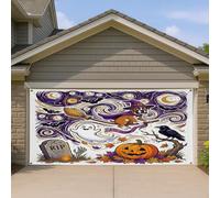 1,8 x 4 m mignon Halloween sorcière boxer chien garage porte bannière couverture couverture de cimetière effrayant bain art mural décoration intérieure ou extérieure effrayant photographie fond photo