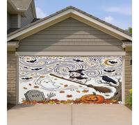 1,8 x 4 m mignon Halloween sorcière Westie Dog Garage Porte Bannière Couverture Couverture Fun Cimetière Creepy Bath Art mural Décoration d'intérieur ou d'extérieur effrayant Photographie Fond à