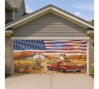 1,8 x 4 m - Motif chien de berger des Shetland - Bannière de porte de garage - Automne - Ferme - Camion de grange - Pour salle de bain - Décoration murale d'intérieur et d'extérieur - Moisson de