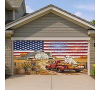 1,8 x 4 m - Motif chien des Pyrénées d'automne - Bannière de porte de garage - Pour intérieur et extérieur - Décoration murale d'intérieur et d'extérieur - Moisson de campagne - Photo de fond à
