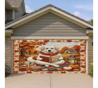 1,8 x 4 m - Motif chien des Pyrénées d'automne - Couverture de porte de garage - Style matelassé - Décoration murale d'intérieur ou d'extérieur - Décoration murale à suspendre pour photographie de
