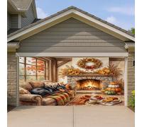 1,8 x 4 m - Motif chien Doberman d'automne - Bannière de porte de garage - Motif feu de camp - Décoration murale d'intérieur et d'extérieur - Décoration murale à suspendre pour photographie de ferme