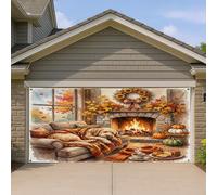1,8 x 4 m - Motif chien doré d'automne - Bannière de porte de garage - Motif feu de camp - Décoration murale d'intérieur et d'extérieur - Décoration murale à suspendre pour photographie de ferme
