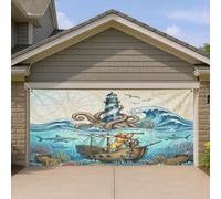 1,8 x 4 m Nautique Golden Retriever Chien Océan Garage Porte Bannière Couverture Bannière Couverture Summer Sea Lighthouse Bain Intérieur Extérieur Décoration Murale Photographie Sous-Marine Fond