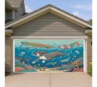 1,8 x 4 m Ocean Pitbull Dog Diving Garage Door Banner Cover Summer Puppy Sea Coastal Print Indoor Outdoor Wall Art Decal Decor Underwater Photography Photo Background Hanging