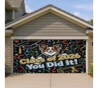1,8 x 4 m Papillon Dog Congrats Grad Bannière Couverture Couverture de Porte de Garage Imprimé Chiot Graduation Intérieur Extérieur Art Décalcomanie Décoration Murale Photo de e 2026
