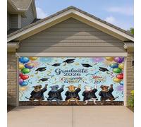 1,8 x 4 m Pitbull Dog Congrats Grad Bannière Couverture Couverture de Porte de Garage Chiot Fête Bain Intérieur Extérieur Décoration Murale Photo de Graduation Photo Fond à Suspendre