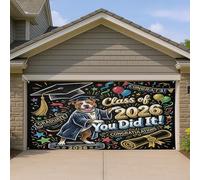 1,8 x 4 m Pitbull Dog Congrats Grad Bannière Couverture de porte de garage Imprimé chiot Graduation Intérieur Extérieur Décoration murale Décoration de la e 2026 Photographie Fond à suspendre
