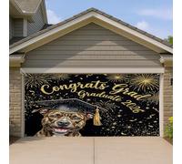 1,8 x 4 m Pitbull Dog Congrats Grad Couverture de porte de garage Couverture de porte de garage Chiot Chapeau de diplôme Porche Décoration murale Intérieur Extérieur Décoration Photo Photo Fond