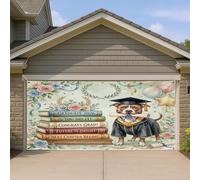 1,8 x 4 m Pitbull Dog Congrats Grad Couverture de porte de garage Couverture de porte de garage Couverture de livre de remise de diplôme Intérieur ou extérieur Décoration murale Décoration de la