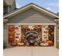 1,8 x 4 m rustique automne chien cairn terrier couverture bannière couverture couverture couverture de porte de garage automne ferme bois bain intérieur extérieur art décalcomanie décoration cool