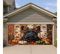 1,8 x 4 m Rustique Automne Terrier écossais Chien Garage Porte Bannière Couverture Couverture Automne Ferme Bois Bain Intérieur Extérieur Art Mural Décor Cool Photographie Fond À Suspendre