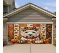 1,8 x 4 m rustique automne Westie Dog garage porte bannière couverture couverture couverture automne ferme bois bain intérieur extérieur art décalcomanie décoration cool photographie fond photo à