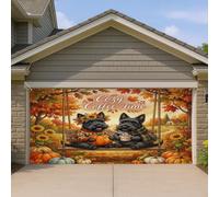1,8 x 4 m Terrier écossais automne balançoire porte de garage couverture bannière couverture automne forêt citrouille bain intérieur extérieur art décalcomanie décoration cool photographie fond photo