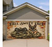 1,8 x 4 m - Thème soldat - Berger allemand d'automne - Bannière de porte de garage - Citrouille d'automne - Feuille d'érable - Décoration murale d'intérieur et d'extérieur - Décoration murale à