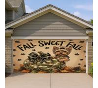 1,8 x 4 m - Thème soldat - Yorkshire d'automne - Bannière de porte de garage - Citrouille d'automne - Feuille d'érable - Décoration murale d'intérieur et d'extérieur - Décoration murale à suspendre