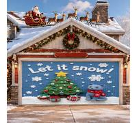 1,8 x 4 m tricot Noël russe chat bleu porte garage bannière couverture couverture hiver arbre de Noël décoration murale intérieur extérieur décoration murale flocon de neige photographie fond photo à