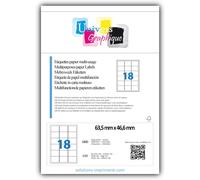 1 800 Étiquettes 63.5 X 46.6 Mm Pour Adresse Blanches Adhésives Personnalisables Soit 100 Feuilles De 18 Étiquettes Pour Imprimante Jet D'encre Et Impression Laser Utilisable Sur Word Ref Uge18 L7161