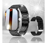 1.83 Pouces Écran Montre Intelligente Hommes Femmes Cadeau Plein Écran Tactile Numérique Sport Fitness Piste Montres Bt Appel Smartwatch Montre-Bracelet.Black Steel.