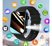 1,85 pouce Montre connectée carrée sport casual unisexe avec appel, réception de messages, podomètre, modes multisports, contrôle à distance de la musique, cadran de montre personnalisable Taille Uniq