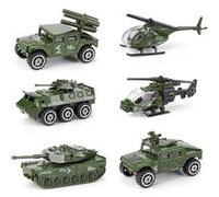 1:87 6pcs Enfant Miniature Voiture Militaire Modèle Ensemble Simulation Véhicule Jouet Cadeau de Noël anniversaire fête G