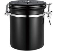 1.8L bocal de conservation du café en acier inoxydable étanche à l'air / récipient / pot / bac, récipient à café étanche à l'air, noir