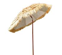 1.8m 8 Ribs Wood Garden Umbrella, Round Garden Parasol Hawaiian Style Water Repellent with Crank Handle for Beach/Pool/Patio Outdoor Parasol Sun Shade