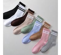 1/9 paires de chaussettes mi-mollet unisexes de couleur unie et rayées, chaussettes confortables, décontractées, créatives et polyvalentes pour tous les jours, style universitaire, rentrée scolaire, c
