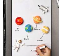1/9 pièces Set d'aimants de réfrigérateur Espace - Aimants en résine 3D du système solaire, 9 planètes, Terre, Astronaute, Lune, Mars, Vaisseau spatial - Convient pour le réfrigérateur, les armoires,