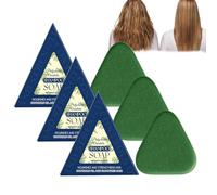 1,959/5,000 Shampoing solide Nature Triangle, Shampoing au savon vert, Mousse riche pour un nettoyage en douceur, nourrissant et lissant, fortifiant les cheveux pour femmes et hommes (3pcs)