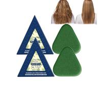 1,959/5,000 Shampoing solide Nature Triangle, Shampoing au savon vert, Mousse riche pour un nettoyage en douceur, nourrissant et lissant, fortifiant les cheveux pour femmes et hommes (2pcs)