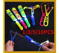 1 à 10 pièces de jouets lumineux en forme de fusée ou de flèche, couleur aléatoire, avec LED, pour les fêtes en plein air, hélicoptères qui brillent dans le noir. 10pcs