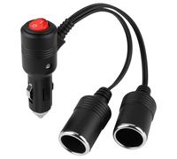 1 à 2 Rallonge Allume Cigare 12V 24V, Double Allume Cigare avec Interrupteur Fusible 15A, Prise Câble D'extension Mâle Vers Femelle 20cm, Doubleur Allume-Cigare Splitter pour Moto Bateau Voiture
