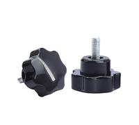 1 à 2 vis à main en bakélite à poignée sept étoiles en plastique M4 M5 M6 M8 M10 M12 en acier au carbone, vis de serrage à bouton prune(45mm)