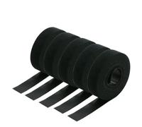 1 à 30R 5 m/rouleau Attaches-câbles réutilisables à scratch pour la gestion des câbles Largeur 10 à 25 mm Bande auto-adhésive à faire soi-même Sangle en nylon - Noir x 5 rouleaux - largeur 15 mm