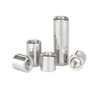 1 à 5 écrous de connexion ronds en acier inoxydable 304 M8-M16, longs écrous de connexion ronds, raccords de connexion cylindriques, vis de connexion cylindriques(M10x16x20(2pcs))