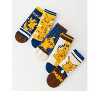 1 à 5 paires de chaussettes d'équipage tulle respirables avec motif Pikachu de dessin animé Pokemon pour l'été 4-7Y,8-12Y,2-3Y,12-16YAnimal,Cartoon,Lettres,RayéÉtoffe