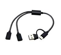 1 adaptateur répartiteur d'alimentation 2/3 en 1 USB + type C vers câble mâle femelle de type Otgs pour le chargement et les concentrateurs de données pour appareils externes