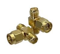 1 adaptateur SMA/RP-SMA vers prise mâle RPSMA et jack femelle connecteur coaxial RF droit et angle droit (SMA M vers 2 x SMA F)
