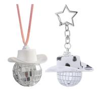 1 adorable accessoire de voiture style cowboy avec balle disco et porte-clés, cadeaux de voiture pour hommes et femmes, décoration amusante pour voiture, décorez votre véhicule avec un accessoire de