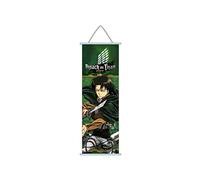 1 affiche murale de qualité supérieure à suspendre - Impression sur toile - L'attaque des titans - Avec rouleau en bois - Décoration pour les amateurs d'anime (style 3)