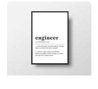 1 Affiche sur Toile, Impression d'art Mural, définition de Dictionnaire drôle d'ingénieur, Cadeau drôle d'ingénieur, définition de Travail, Affiche imprimée d'ingénieur - 50x70cm sans Cadre