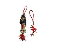 1 aimant à accrocher 9 x 3,5 cm total 19 cm bossu ski + un pendentif porte-clés cornes rouges amulettes porte-bonheur naples, bar restaurant maison murale ou réfrigérateur