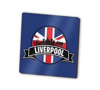 1 aimant carré de Liverpool - Drapeau du Royaume-Uni Union Jack Skyline monuments GB City réfrigérateur magnétique voyage vacances famille ami femme homme #83138