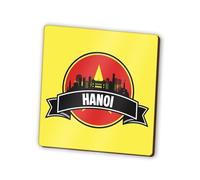 1 aimant carré Hanoi - Drapeau vietnamien du Vietnam horizon monuments ville réfrigérateur magnétique voyage vacances famille ami femme homme #83423