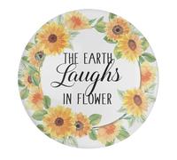 1 aimant de réfrigérateur puissant en verre avec inscription « The Earth Laughs In Flower » - Couronne florale de verdure - Aimants pour tableau blanc - Aimants pour tableau blanc - Pour