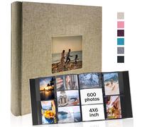 1 album photo en lin 4x6-600 poches avec poches horizontales et verticales, idéal pour les cadeaux de la Saint-Valentin avec les photos de maman grey-200 sheets